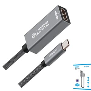 8ware-8W-USBCHDMIF-8ware 10cm USB-C to HDMI Male-Female Adapter Converter Cable Retail Pack for PC Laptop iPad  MacBook Pro/Air Surface Dell XPS to Monitor Projector TV