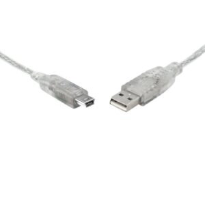 8ware-UC-2001ABN-8Ware USB 2.0 Cable 1m A to Mini-USB B Male to Male Transparent