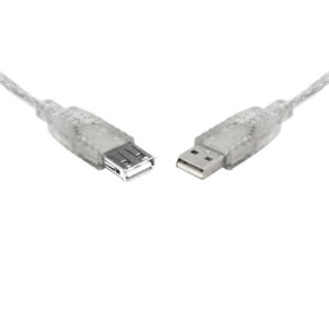 8ware-UC-2002AAE-8Ware USB 2.0 Extension Cable 2m A to A Male to Female Transparent Metal Sheath Cable