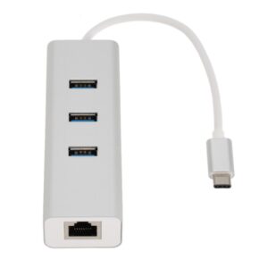 Astrotek-AT-CMLANHUB3G-Astrotek USB-C to LAN + 3 Ports USB3.0 Hub Gigabit RJ45 Ethernet Network Adapter Converter 15cm for iPad Pro Macbook Air Samsung Galaxy MS Surface
