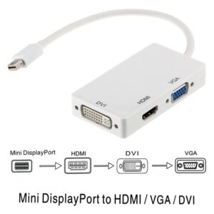 Astrotek-AT-MINIDP-3IN1-Astrotek 3 in1 Thunderbolt Mini DP DisplayPort to HDMI DVI VGA Hub Adapter Converter Cable for MacBook Air Mac Mini Microsoft Surface Pro 3/4/5
