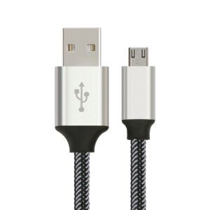 Astrotek-AT-USBMICROBW-2M-Astrotek 2m Micro USB Data Sync Charger Cable Cord Silver White Color for Samsung HTC Motorola Nokia Kndle Android Phone Tablet  Devices