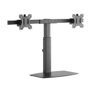 Brateck-LDS-22T02-Brateck Dual Free Standing Screen Pneumatic Vertical Lift Monitor Stand Fit Most 17‘-27’ Monitors Up to 6kg per screen VESA 75x75/100x100