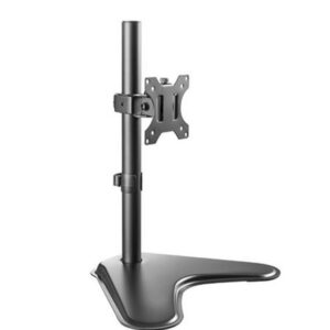 Brateck-LDT12-T01-Brateck Single Free Standing Screen Economical double Joint Articulating Stell Monitor Stand Fit Most 13"-32" Monitor Up to 8 kg VESA 75x75/100x100