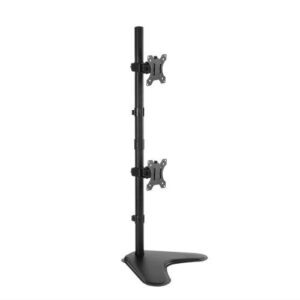 Brateck-LDT12-T02V-Brateck Dual Free Standing Screens Economical Double Joint Articulating Steel Monitor Stand Fit Most 13"-32"Monitors Up to 8kg VESA 100x100 (LS)