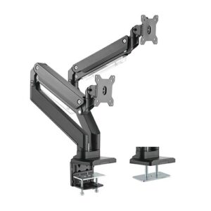 Brateck-LDT23-C024-Brateck Dual Monitors Aluminum Heavy-Duty Gas Spring Monitor Arm Fit Most 17‘-35’ Monitors Up to 15kg per screen VESA 75x75/100x100