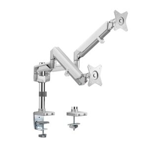 Brateck-LDT37-C024P-GG-Brateck Dual Monitors Pole-Mounted Epic Gas Spring Aluminum Monitor Arm Fit Most 17"-32" Monitors