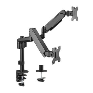 Brateck-LDT48-C024-Brateck Dual Monitors Pole-Mounted Gas Spring Monitor Arm Fit Most 17"-32" Monitors Up to 9kg per screen VESA 75x75/100x100