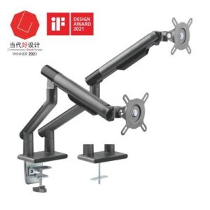 Brateck-LDT49-C024-B-Brateck Dual Monitor Premium Slim Aluminum Spring-Assisted Monitor Arm Fix Most 17"-32" Monitor Up to 9kg per screen VESA 75x75/100x100 (Grey)