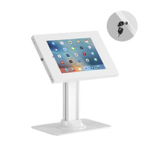 Brateck-PAD34-03-Brateck Anti-Theft Countertop Tablet Holder with Bolt Down Base Fit most  9.7” to 11” tablets - White 300x200x469mm