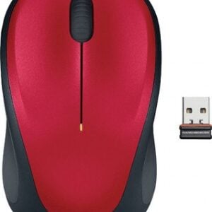 Logitech-910-003412-Logitech M235 Wireless Mouse Red Contoured design Glossy Comfort Grip Advanced Optical Tracking 1-year battery life