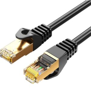 8ware-CAT7-F-2BLK-8Ware CAT7 Cable 2m - Black Color RJ45 Ethernet Network LAN UTP Patch Cord Snagless Flat cable