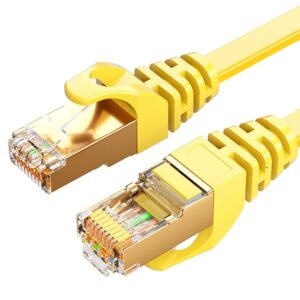 8ware-CAT7-F-5YEL-8Ware CAT7 Cable 5m - Yellow Color RJ45 Ethernet Network LAN UTP Patch Cord Snagless Flat cable