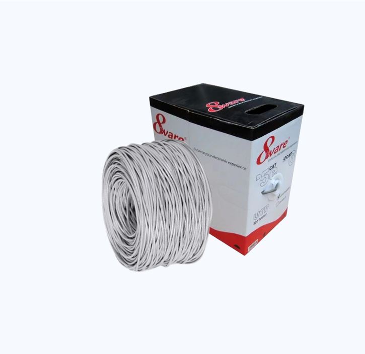 8ware | 8Ware Cat5E 100m Solid Copper Cable Roll on Box with Dispenser 24AWG 10/100 8-core Oxygen-free Copper 4 Pairs Unshielded White | CAT5-ES100 - Image 1