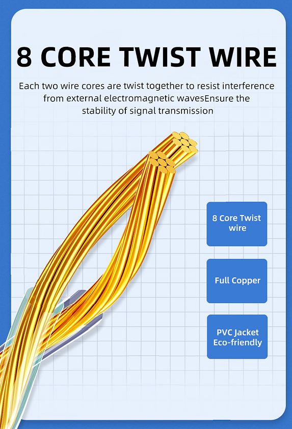 8ware | 8Ware CAT7 Cable 0.5m (50cm) - Blue Color RJ45 Ethernet Network LAN UTP Patch Cord Snagless Flat cable | CAT7-F-0.5BLU - Image 2