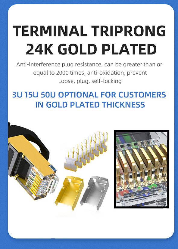 8ware | 8Ware CAT7 Cable 0.5m (50cm) - Blue Color RJ45 Ethernet Network LAN UTP Patch Cord Snagless Flat cable | CAT7-F-0.5BLU - Image 3