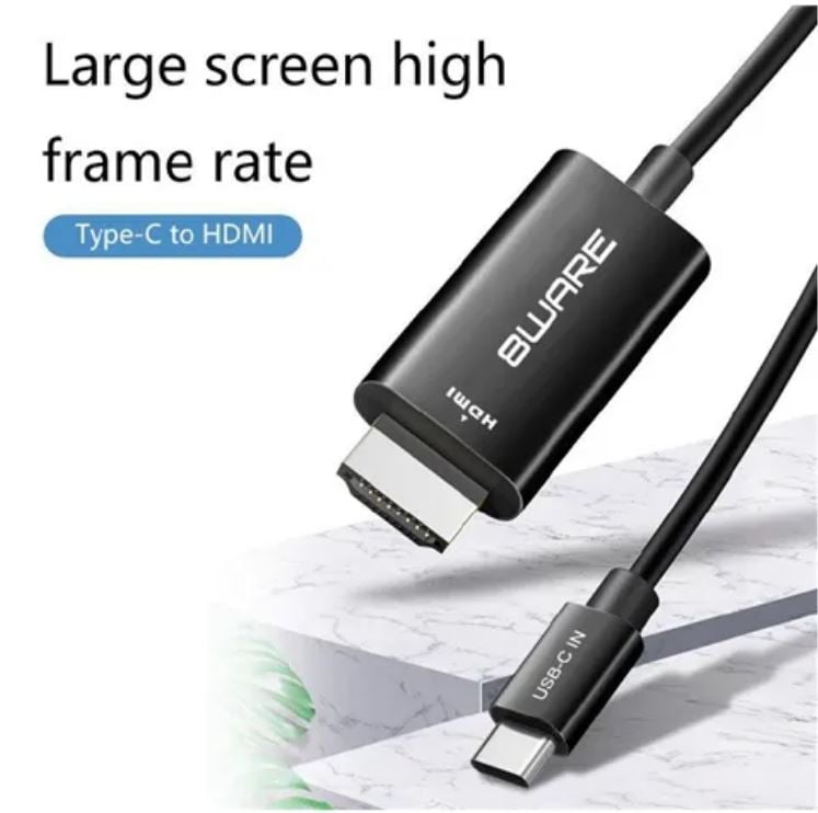 8ware | 8ware 1m USB-C to HDMI 4K Male to Male Adapter Converter Cable Retail Pack for PC Notebook iPad  MacBook Pro/Air Surface Dell XPS to Monitor Projector | 8W-USBCHDMIM - Image 4
