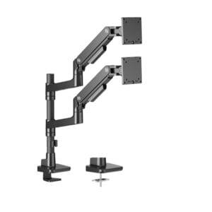 Brateck-LDT81-C024P-B-Brateck LDT81-C024P-B NOTEWORTHY POLE-MOUNTED HEAVY-DUTY GAS SPRING DUAL MONITOR ARM Fit Most 17"-49" Monitor Fine Texture Black(new)