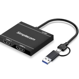 Simplecom-DA327-Simplecom DA327 USB 3.0 or USB-C to Dual HDMI Display Adapter for 2x 1080p Extended Screens