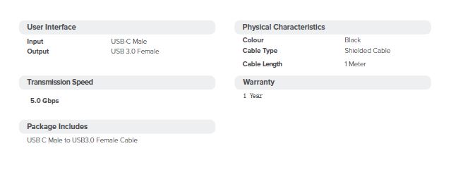 Astrotek | Astrotek USB-C 3.1 Type-C Cable 1m Male to USB 3.0 Type A Female USB Type C to 3.0 OTG Extension Sync Data Cable for External HDDS/Camera/Card Readers | AT-USB31CM30AF-1 - Image 2