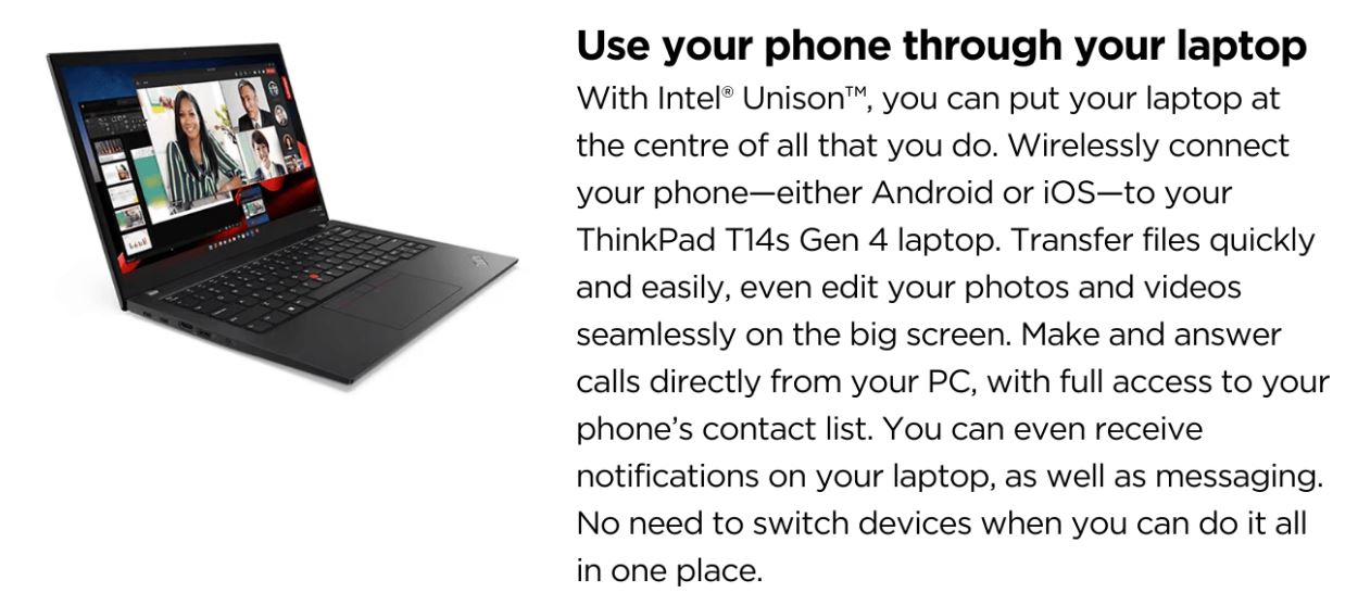 Lenovo | LENOVO ThinkPad P14S G5 14'' WUXGA IR Intel U7-155H 32GB DDR5 512GB SSD Windows 11 Pro Arc Graphics AI PC NPU TOPS 11 Thunderbolt 3yr Prem 1.6kg | 21G20042AU - Image 4