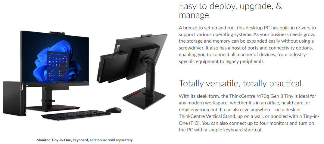 Lenovo | LENOVO ThinkCentre M70q G5 Tiny Desktop PC Intel i5-14400T 16GB DDR5 256GB SSD Windows 11 Pro 3yrs Onsite UHD Graphics LAN Keyboard Mouse | 12TD0029AU - Image 2