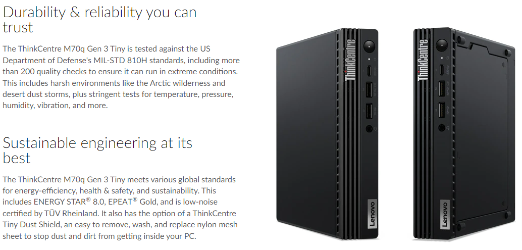 Lenovo | LENOVO ThinkCentre M70q G5 Tiny Desktop PC Intel i5-14400T 16GB DDR5 256GB SSD Windows 11 Pro 3yrs Onsite UHD Graphics LAN Keyboard Mouse | 12TD0029AU - Image 3