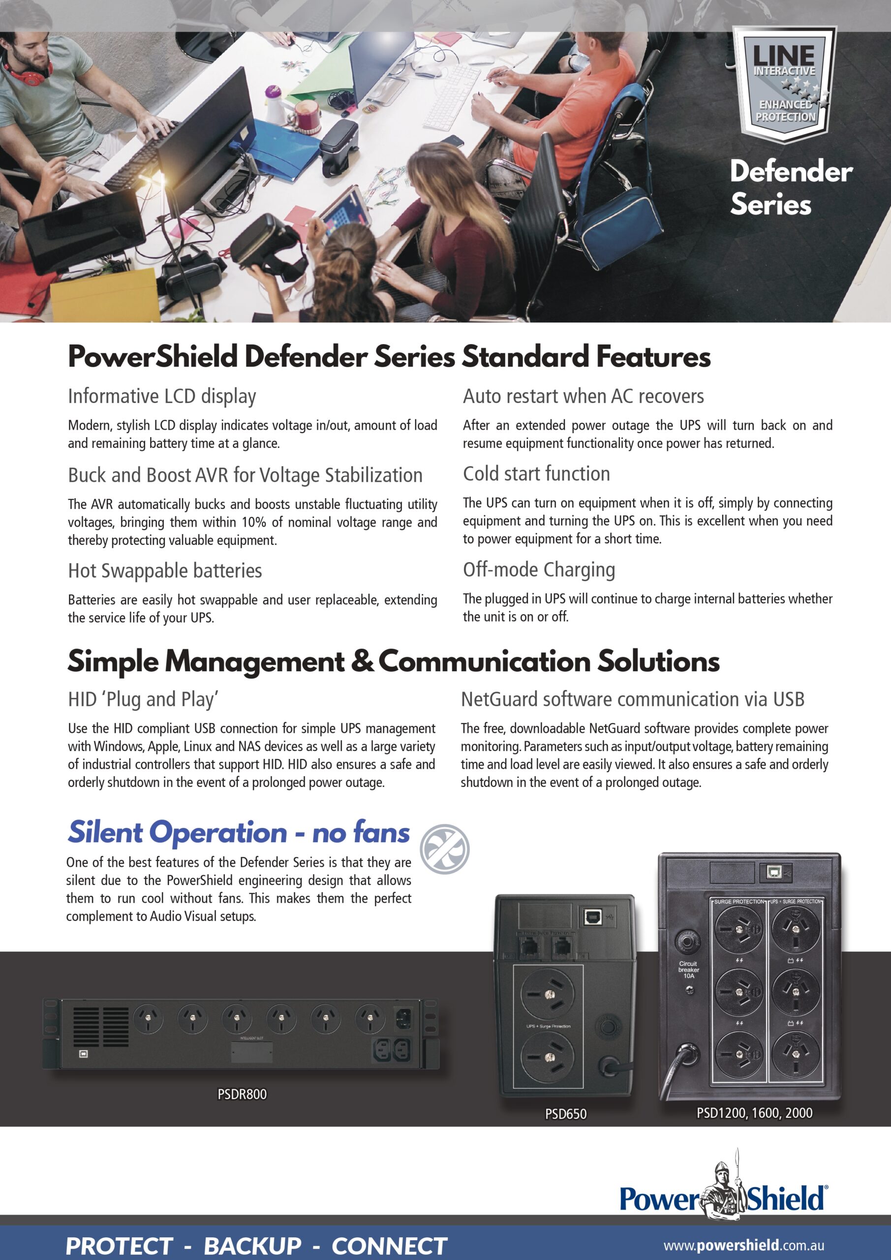 PowerShield | PowerShield Defender 650VA/390W UPS, AVR, LCD display, 2 AU outlets, user-replaceable batteries, 2-year warranty | PSD650 - Image 2