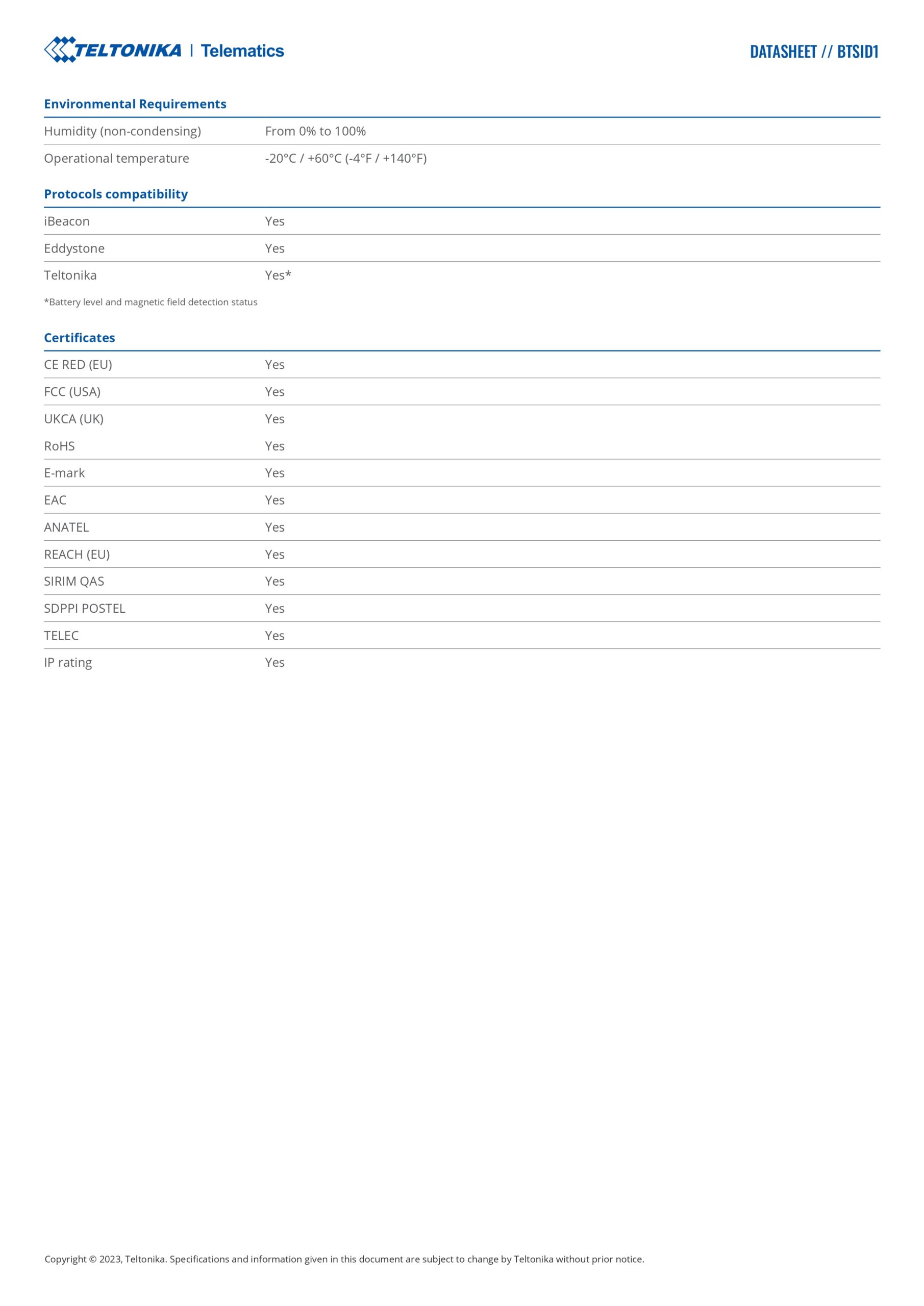 Teltonika | Teltonika Telematics EYE BEACON - BTSID1 - Bluetooth® ID beacon to keep an eye on your assets | BTSID17RE502 - Image 3