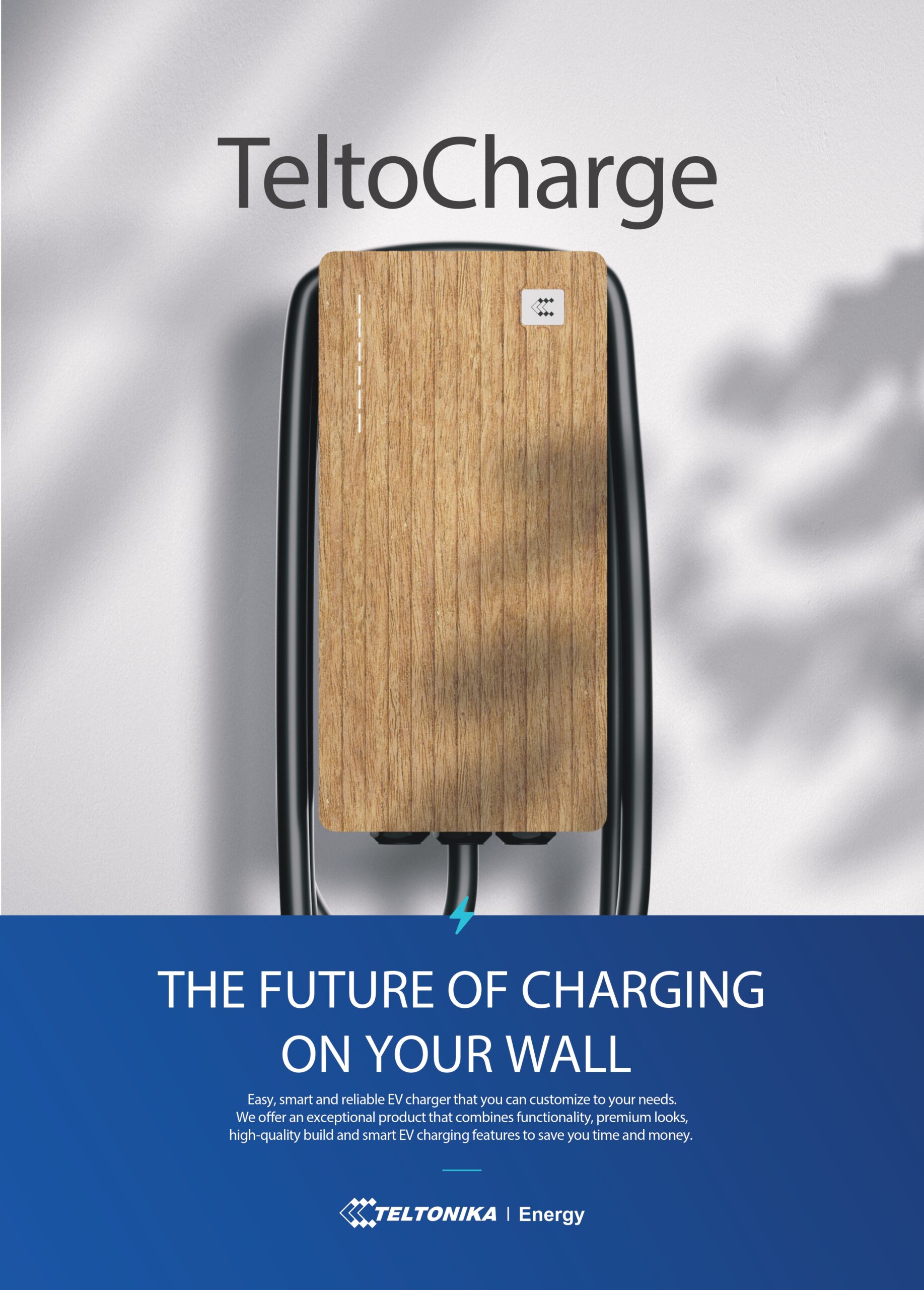 Teltonika | Teltonika Teltocharge EVC101 Slate Grey 7.4kw Charger With Type 2 Cable (5m) | EVC1010P1000 - Image 1