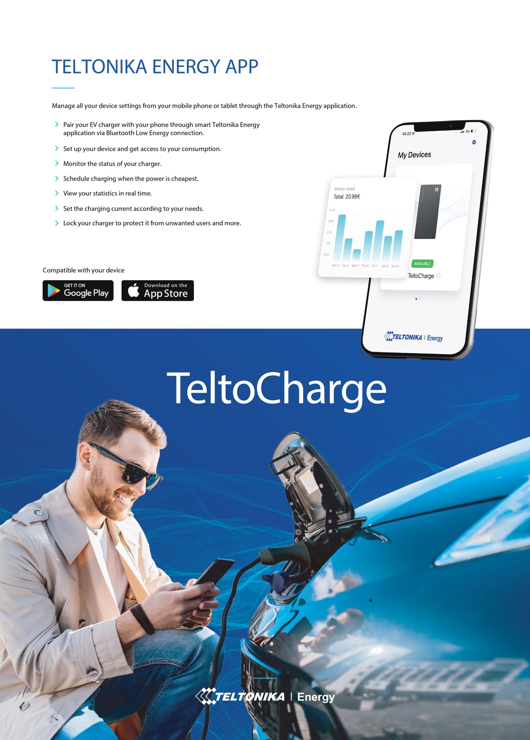 Teltonika | Teltonika Teltocharge EVC101 Slate Grey 7.4kw Charger With Type 2 Cable (5m) | EVC1010P1000 - Image 5