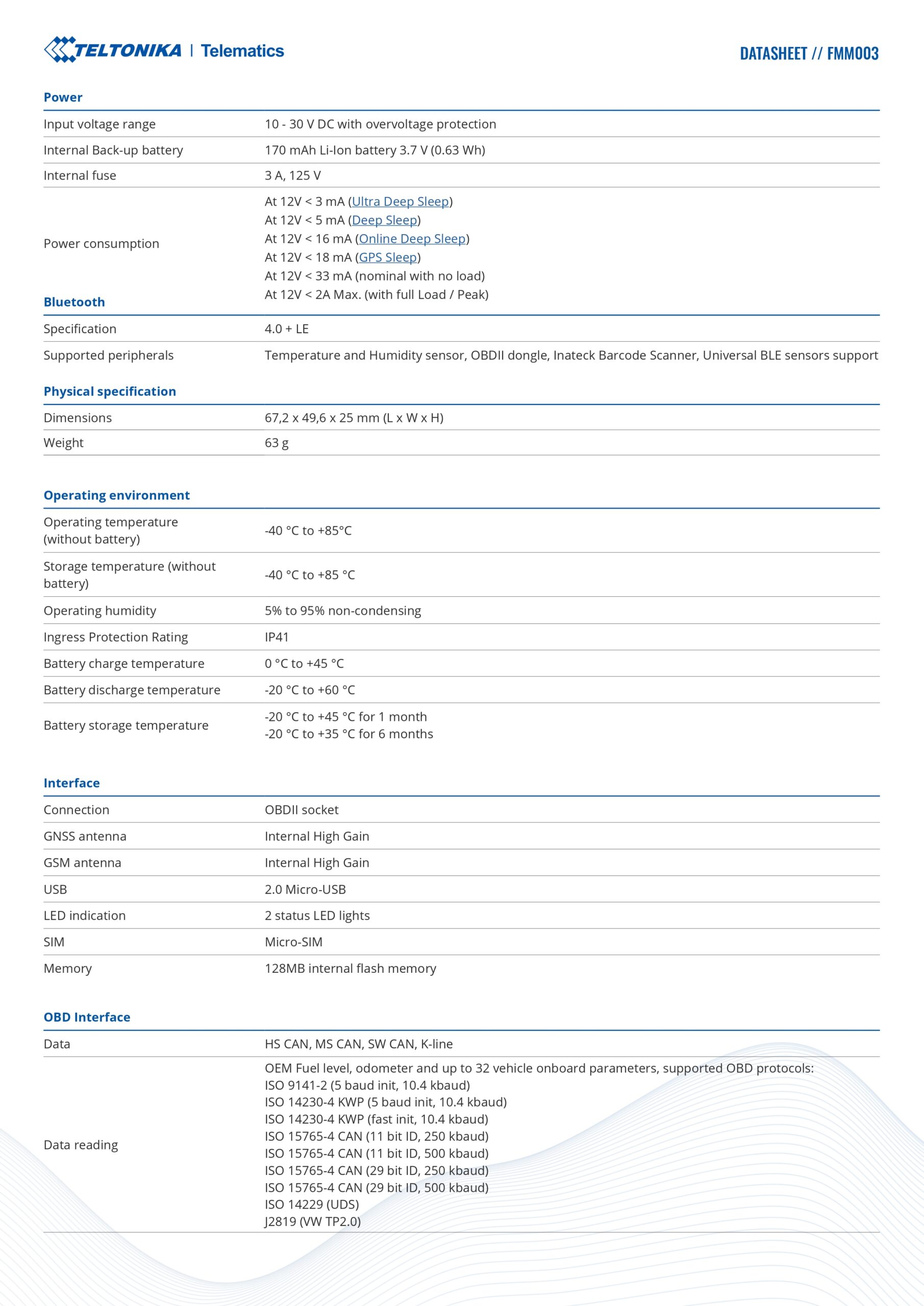 Teltonika | Teltonika FMM003 LTE CAT M1 Tracker with Advanced OBD OEM Data Reading for Global Coverage | FMM0037FAU01 - Image 3