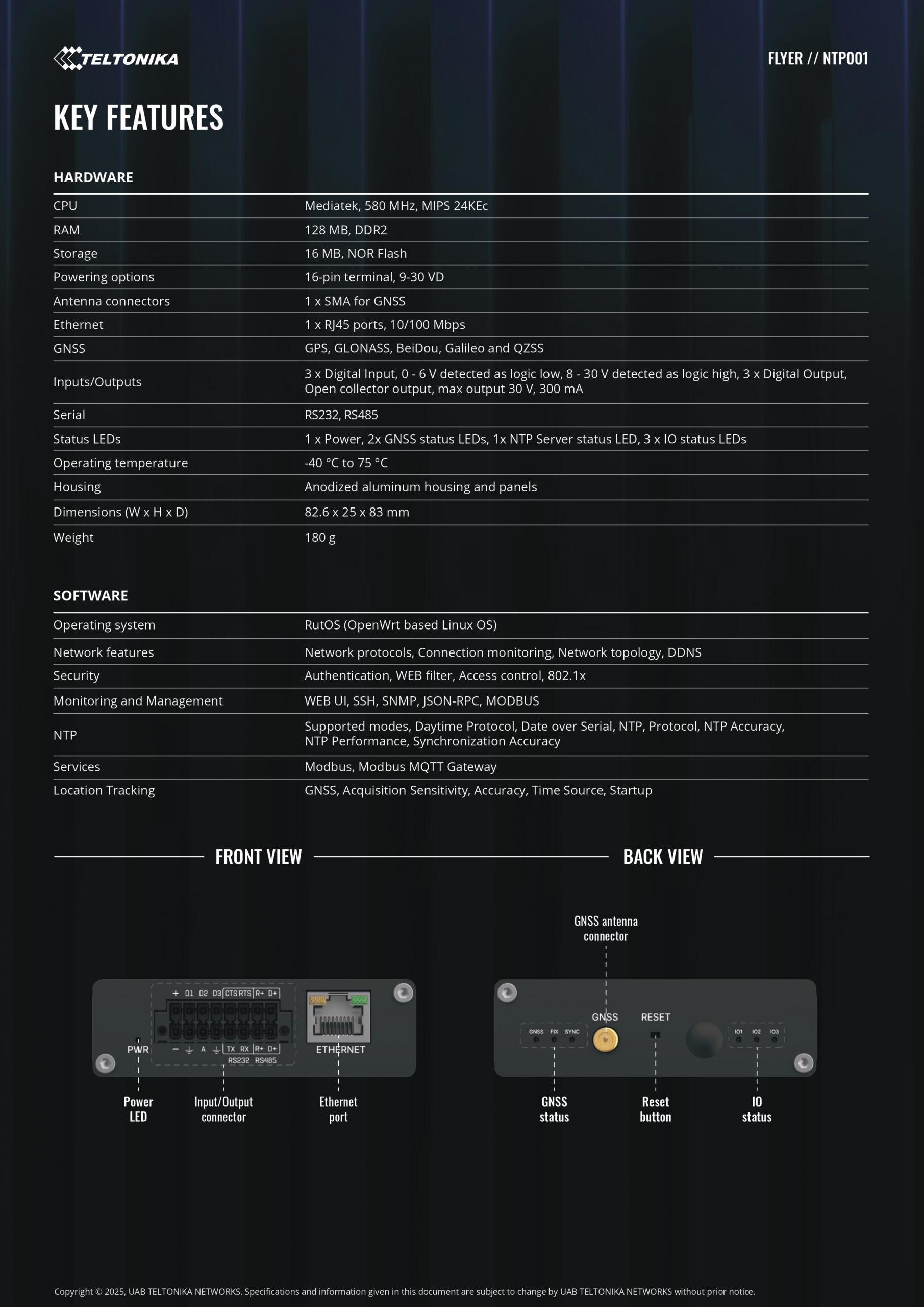 Teltonika | Teltonika NTP001, Accurate  low-cost NTP server, Network Time Synchronization, GNSS capabilities, UTC-traceable time, Plug-and-play functionality | NTP001000000 - Image 2