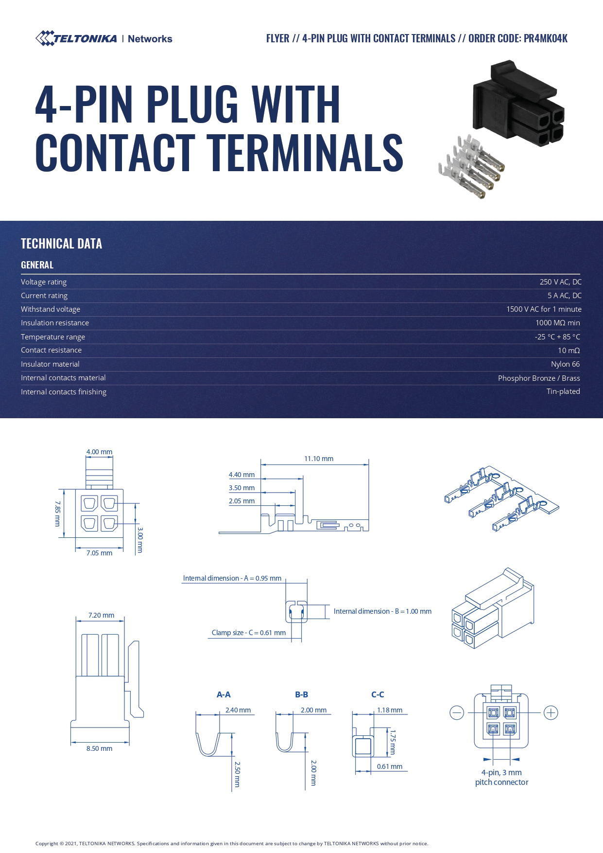 Teltonika | Teltonika 4-PIN Plug With Contact Terminals | PR4MK04K - Image 1