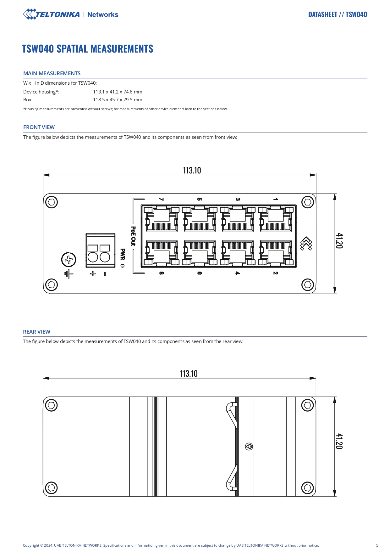 Teltonika | Teltonika TSW040 - 8-port PoE+ Switch (7-57 VDC, or 44-57 VDC for PoE-out) Integrated DIN Rail Bracket - 10/100 Mbps, supports auto MDI/MDIX crossover | TSW040000000 - Image 5