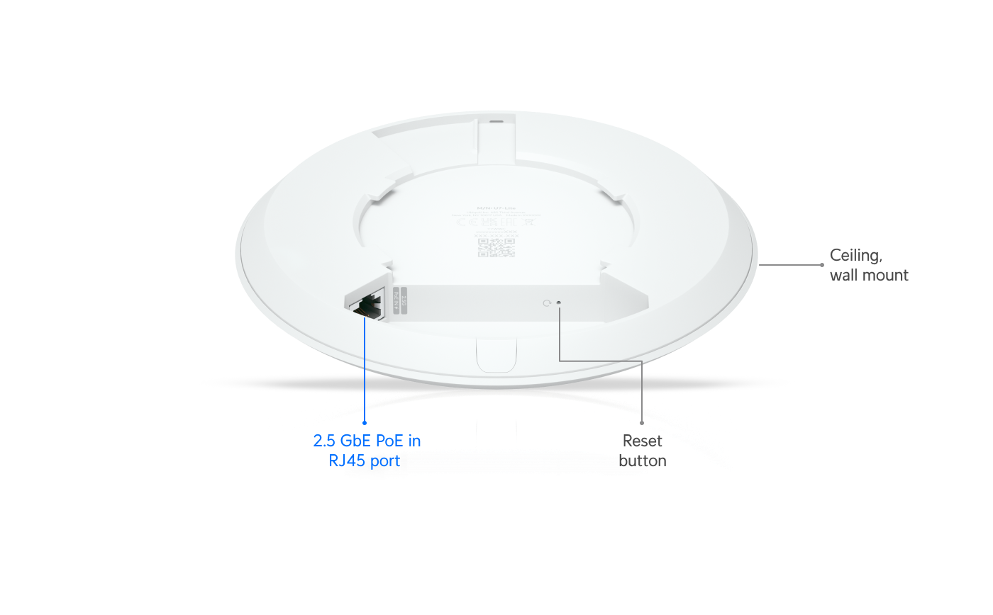 Ubiquiti | Ubiquiti U7 Lite,Compact, Ceiling-mounted WiFi 7 AP, 4 Spatial Streams,2.5 GbE Uplink,115 m²  Coverage,200+ Connected Devices,Power via POE | U7-Lite - Image 3