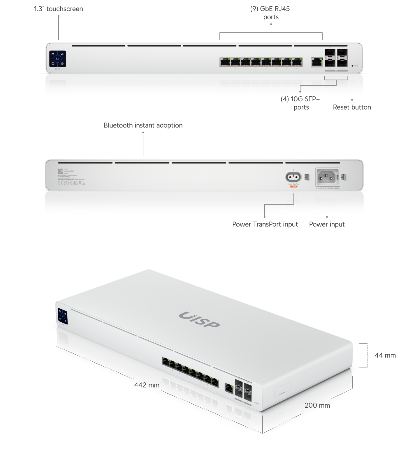 Ubiquiti | Ubiquiti UISP Router Professional, (9) GbE RJ45 ports, (4) 10G SFP+ ports, Integrated Layer 2 Switch,  Up to 9,500 Mbps NAT Throughput, | UISP-R-Pro - Image 1