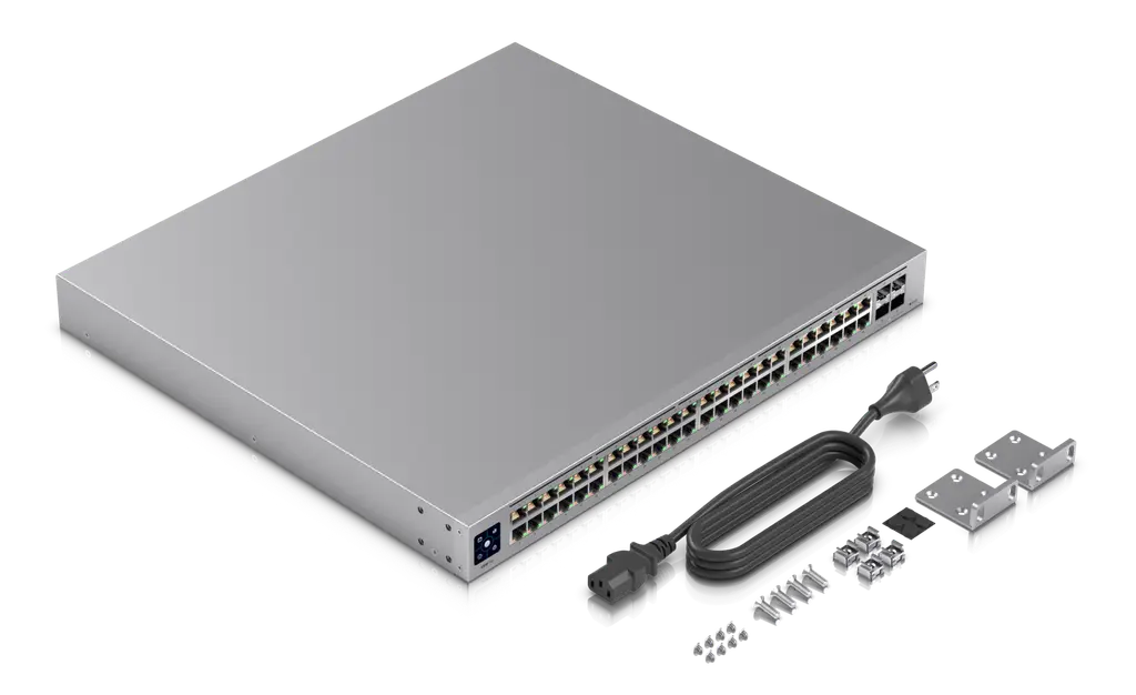 Ubiquiti | Ubiquiti UniFi 48-Port Managed Gigabit Layer2  Layer3 Switch - 48x Gigabit Ethernet Ports, 4x SFP+ Ports - Touch Display - GEN2, | USW-PRO-48 - Image 2
