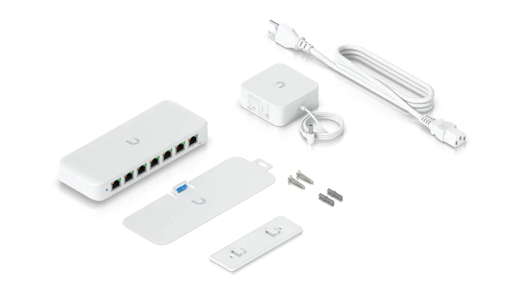 Ubiquiti | Ubiquiti Ultra 60W, Compact 8-port Layer 2 GbE PoE Switch, Versatile Mounting, 7 GbE PoE+ Output ports, 1 GbE Port, Includes PSU, | USW-Ultra-60W - Image 1