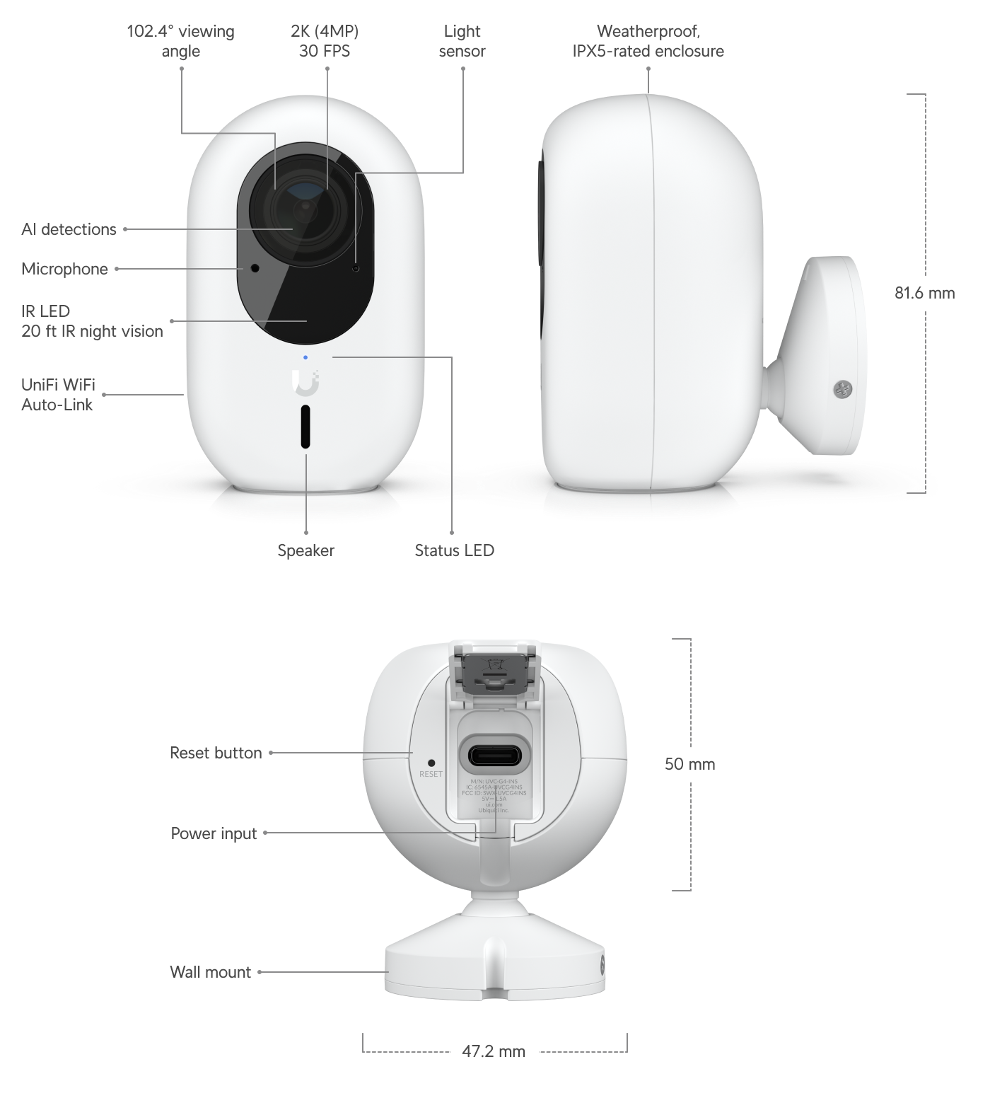 Ubiquiti | Ubiquiti UniFi Protect G4 Instant Wireless Camera - Compact, Wide-angle, Two-way audio | UVC-G4-INS - Image 1