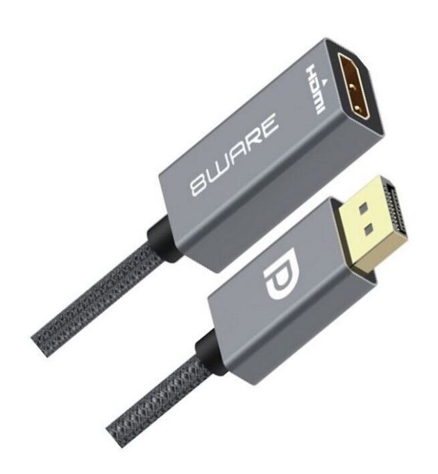 8ware | 8ware DisplayPort DP to HDMI Adapter Converter Cable 15cm - Male to Female 1080P Gold-Plated for PC/Laptop to HDTVs Projectors Displays Retail Pack | 8W-DPHDMIF - Image 1
