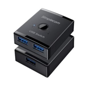 Simplecom-KM125-Simplecom KM125 Bi-Directional 2-Way USB 3.0 Switch 1 In 2 Out (2 In 1 Out) 5Gbps  Ideal for sharing USB device between 2 computers