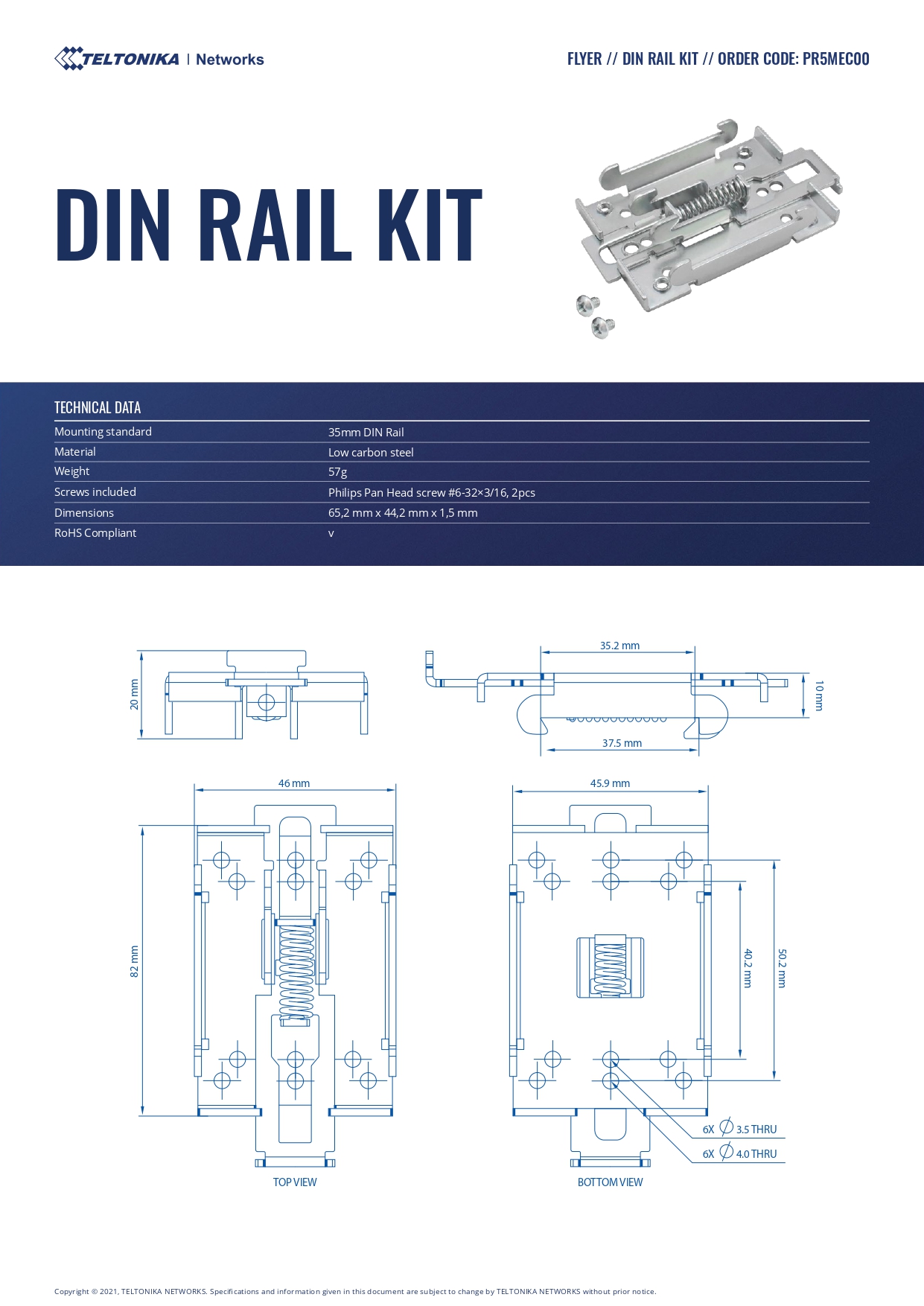 Teltonika | Teltonika Large DIN Rail Kit | PR5MEC00 - Image 1