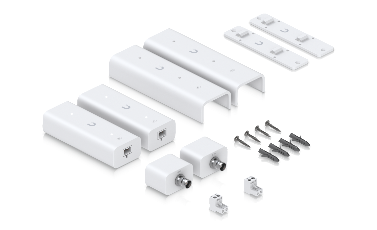 Ubiquiti | Ubiquiti Pair of extenders that extends PoE over twisted-pair or coaxial cables, ideal for retrofit scenarios. | UACC-Retrofit-PoE-2Wire - Image 1