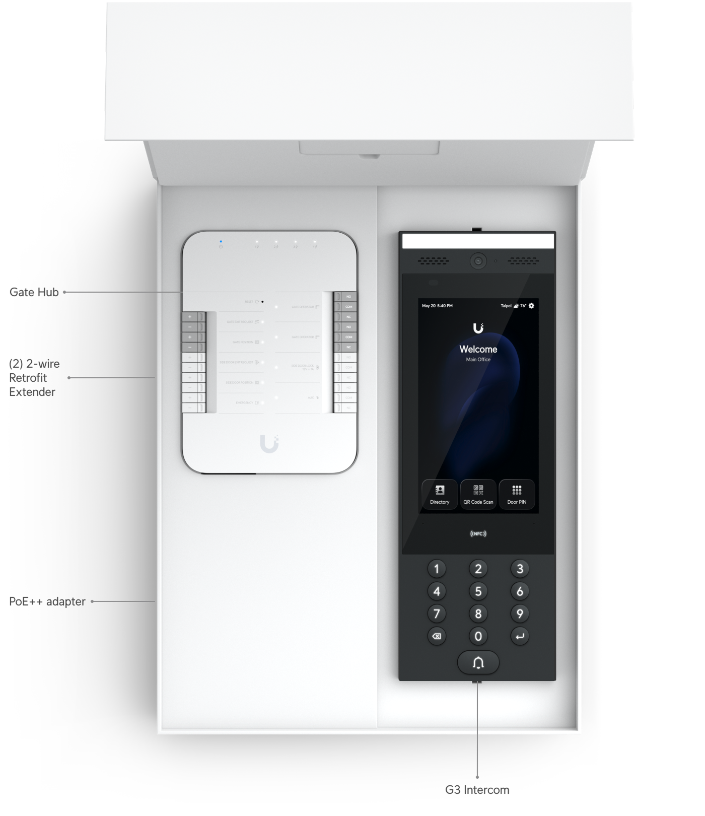 Ubiquiti | Ubiquiti G3 Gate Starter Kit, Come With 1x Gate Hub, 1x G3 Intercom, 1x PoE++ adapter, 2x 2-wire PoE Extenders, Ove Twisted Pair Extender For Access | UA-G3-SK-Gate - Image 3