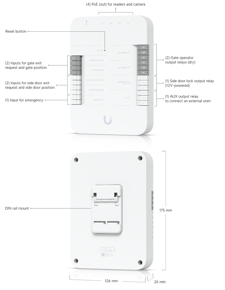 Ubiquiti | Ubiquiti Gate Hub,Advanced Gate Hub Enabling Seamless Gate Access Control Via Connected Access Readers/Intercom | UA-Hub-Gate - Image 1