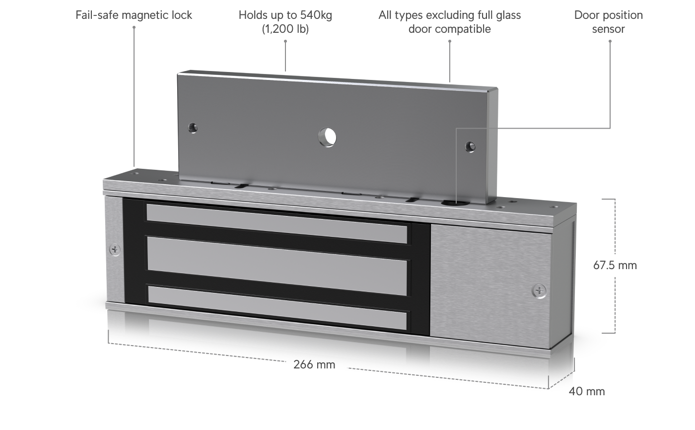 Ubiquiti | Ubiquiti Magnetic Lock, Hold Up 540kg, Fail-safe Magnetic Lock For inswing  Outswing Doors That Connects To UniFi Access Hub | UA-Lock-Magnetic-540kg - Image 1