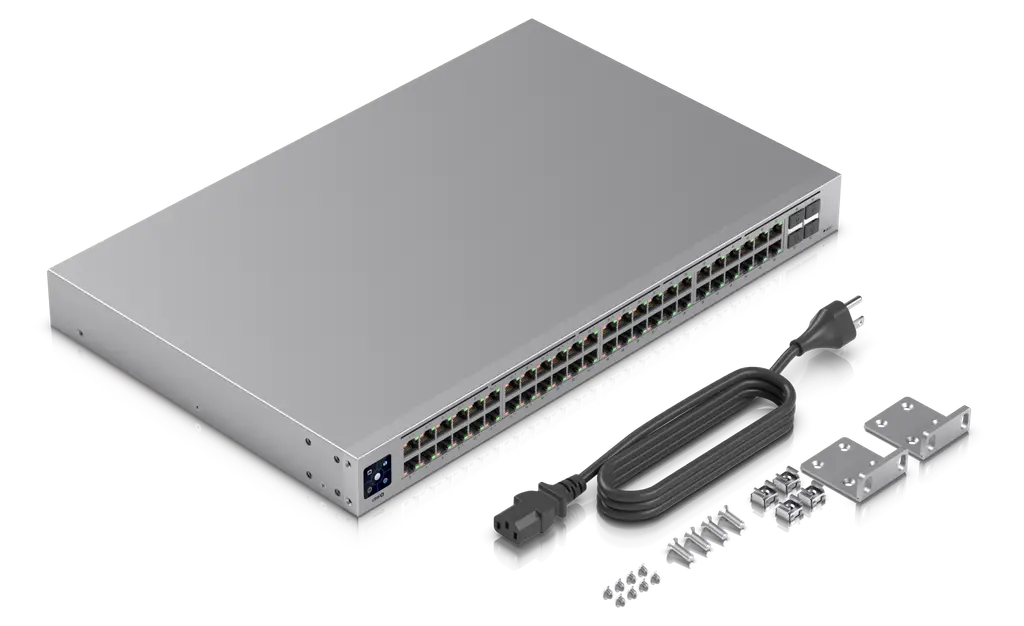 Ubiquiti | Ubiquiti UniFi 48-port Managed Gigabit Layer2 switch,  48x Gigabit Ethernet Ports w/ 32x 802.3at POE+, 4x SFP Port Touch Display 195W, | USW-48-POE - Image 2