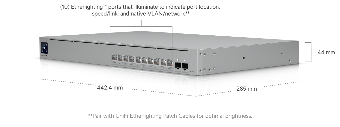 Ubiquiti | Ubiquiti Pro XG 10 PoE, 1U,Professional-grade 10-port, Layer 3 Etherlighting PoE+++ Switch,(10) 10 GbE and (2) 10G SFP+ Ports, | USW-Pro-XG-10-PoE - Image 2
