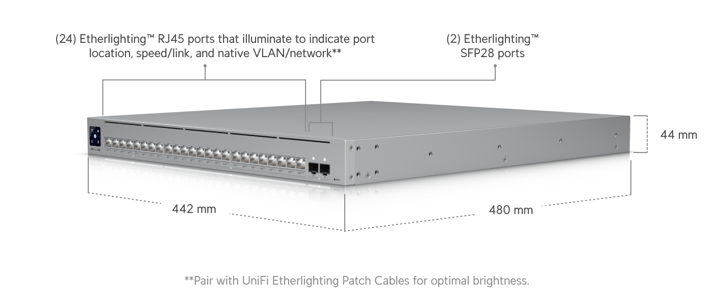 Ubiquiti | Ubiquiti Pro XG 24 PoE, Professional-grade, 24-port Layer 3 Etherlighting, PoE+++ Switch,(16) 10 GbE, (8) 2.5 GbE, (2) 25G SFP28 Port | USW-Pro-XG-24-PoE - Image 2
